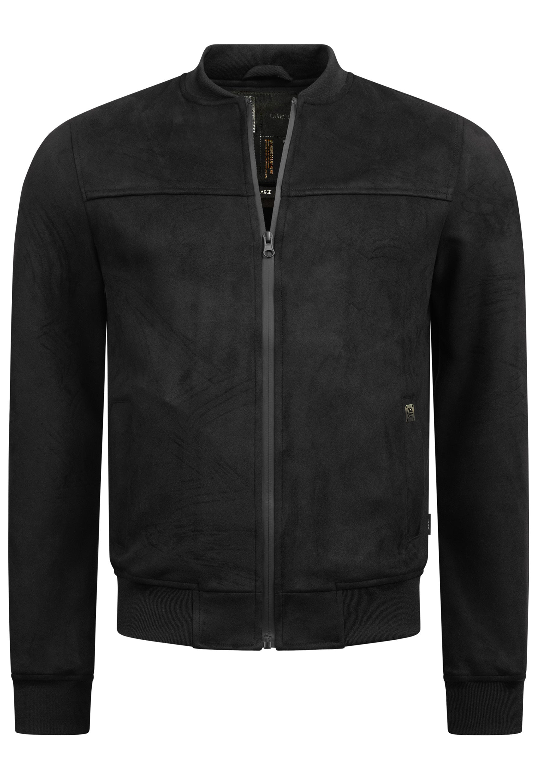 Indicode men's Ibon suede faux leather jacket with stand-up collar