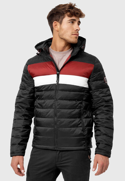 Indicode men's Hampshire quilted jacket in down jacket look with detachable hood