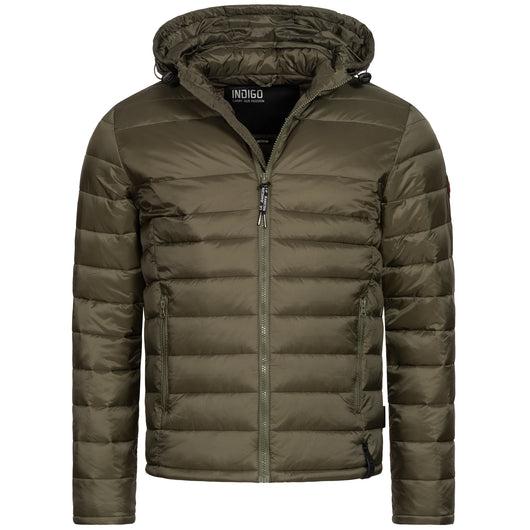 Indicode men's Hampshire quilted jacket in down jacket look with detachable hood