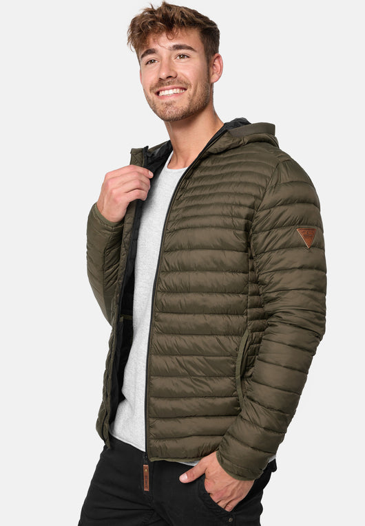 Indicode men's Bowers quilted jacket in down jacket look with hood