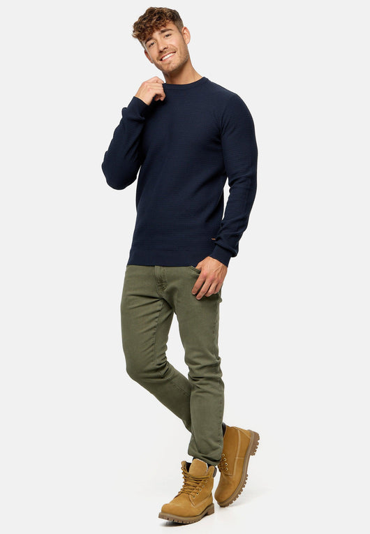 Indicode Herren INLourdes Strickpullover mit Ripp-Bündchen & Rundhals-Ausschnitt - INDICODE