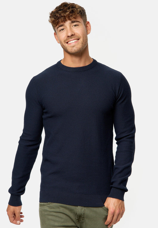 Indicode Herren INLourdes Strickpullover mit Ripp-Bündchen & Rundhals-Ausschnitt - INDICODE