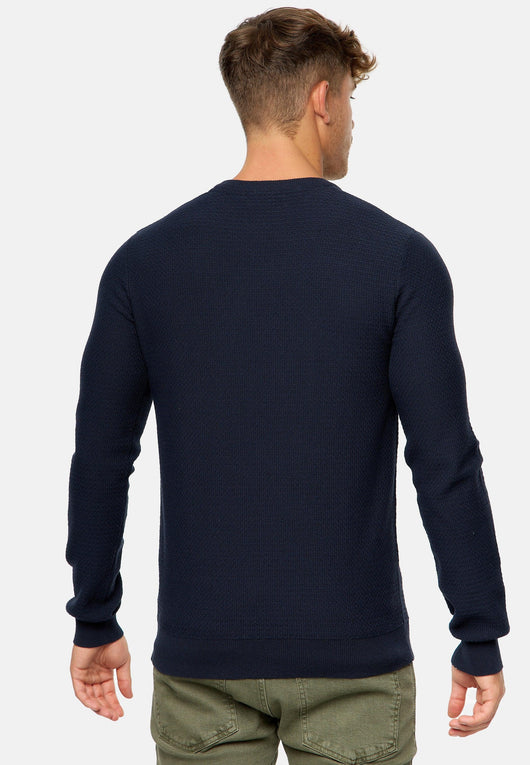 Indicode Herren INLourdes Strickpullover mit Ripp-Bündchen & Rundhals-Ausschnitt - INDICODE