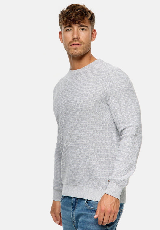 Indicode Herren INLourdes Strickpullover mit Ripp-Bündchen & Rundhals-Ausschnitt - INDICODE