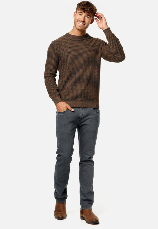 Indicode Herren INLourdes Strickpullover mit Ripp-Bündchen & Rundhals-Ausschnitt - INDICODE