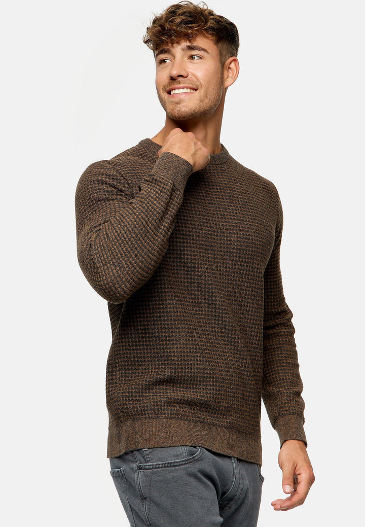 Indicode Herren INLourdes Strickpullover mit Ripp-Bündchen & Rundhals-Ausschnitt - INDICODE