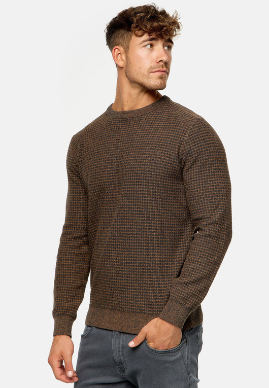 Indicode Herren INLourdes Strickpullover mit Ripp-Bündchen & Rundhals-Ausschnitt - INDICODE