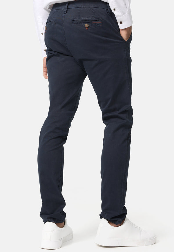 Indicode men's early chinos with 4 pockets incl. belt made of 98% cotton