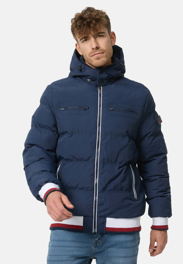 Indicode men's Marlon quilted jacket in down jacket look with detachable hood