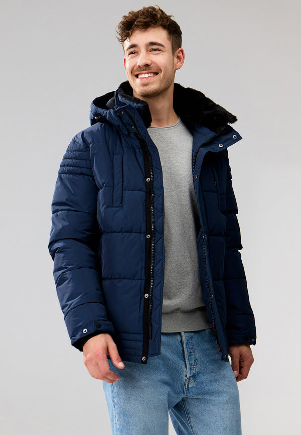 Indicode Herren INBlaise Winterjacke mit verdecktem Reißverschluss und Kapuze