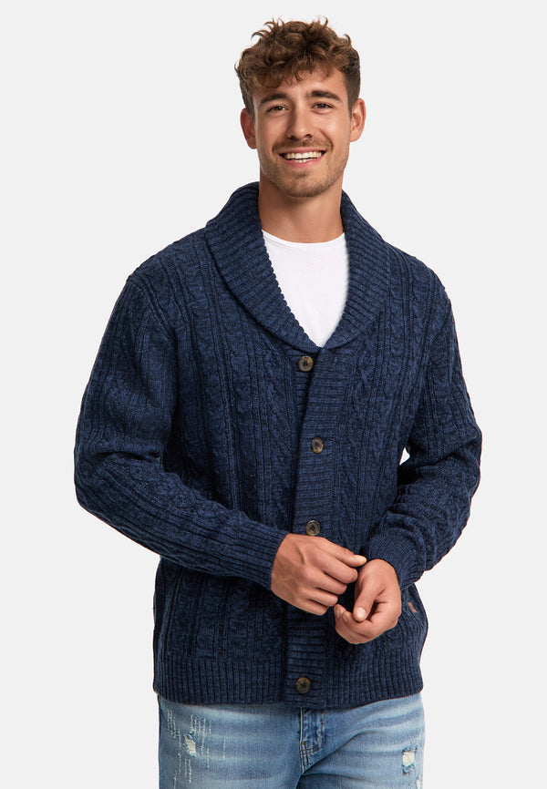 Indicode Herren INIlterly Fein-Strickjacke mit Schalkragen und Knopfleiste