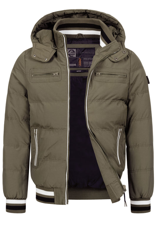 Indicode men's Marlon quilted jacket in down jacket look with detachable hood