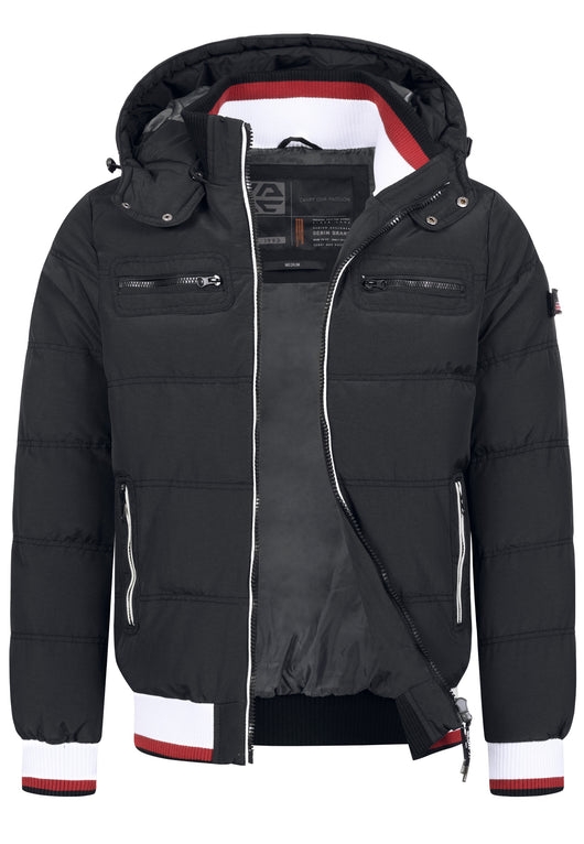 Indicode men's Marlon quilted jacket in down jacket look with detachable hood