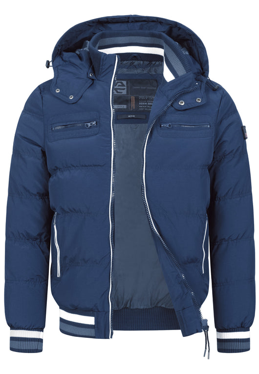 Indicode men's Marlon quilted jacket in down jacket look with detachable hood