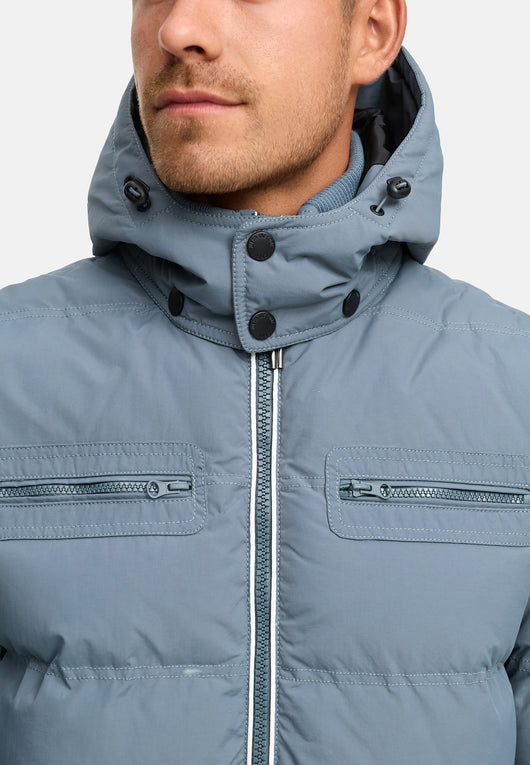 Indicode men's Marlon quilted jacket in down jacket look with detachable hood
