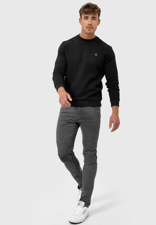 Indicode Men's Dash Jumper with Rib Cuffs & Crew Neck