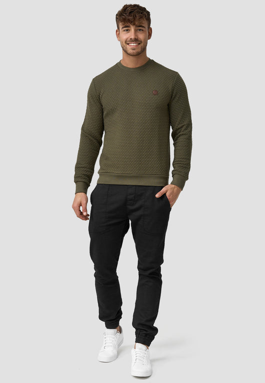 Indicode Men's Dash Jumper with Rib Cuffs & Crew Neck
