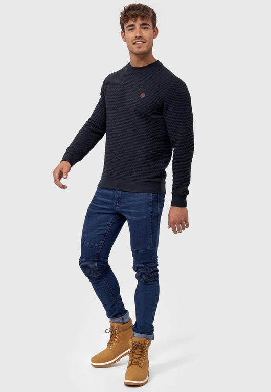 Indicode Men's Dash Jumper with Rib Cuffs & Crew Neck