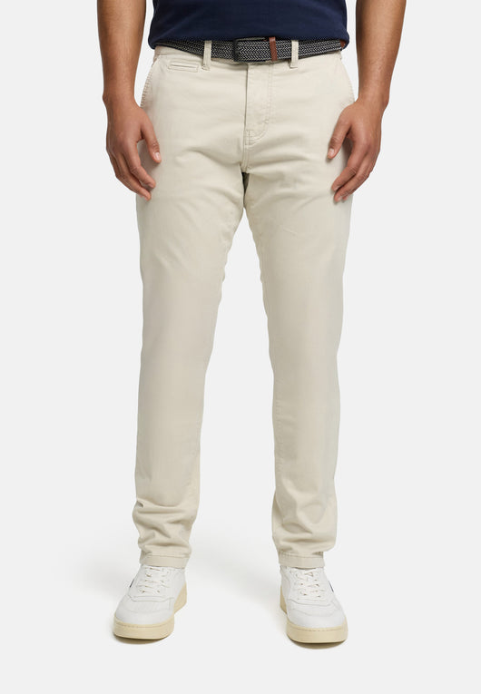 Indicode men's early chinos with 4 pockets incl. belt made of 98% cotton