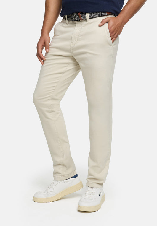 Indicode men's early chinos with 4 pockets incl. belt made of 98% cotton
