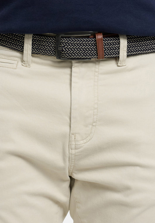 Indicode men's early chinos with 4 pockets incl. belt made of 98% cotton