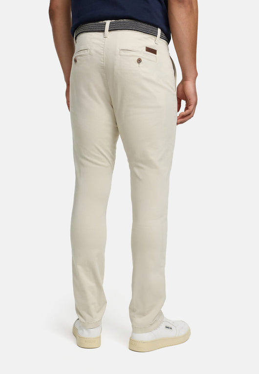 Indicode men's early chinos with 4 pockets incl. belt made of 98% cotton