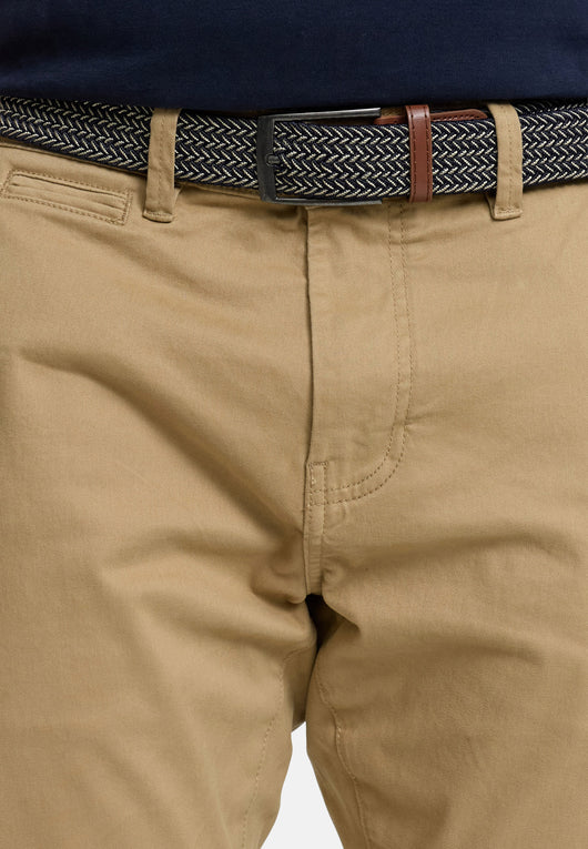 Indicode men's early chinos with 4 pockets incl. belt made of 98% cotton