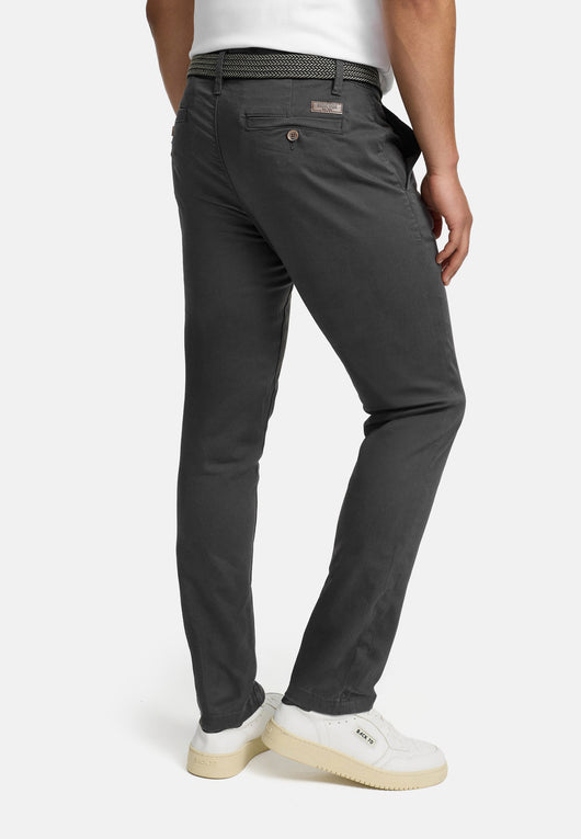 Indicode men's early chinos with 4 pockets incl. belt made of 98% cotton