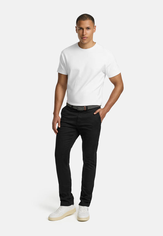 Indicode men's early chinos with 4 pockets incl. belt made of 98% cotton
