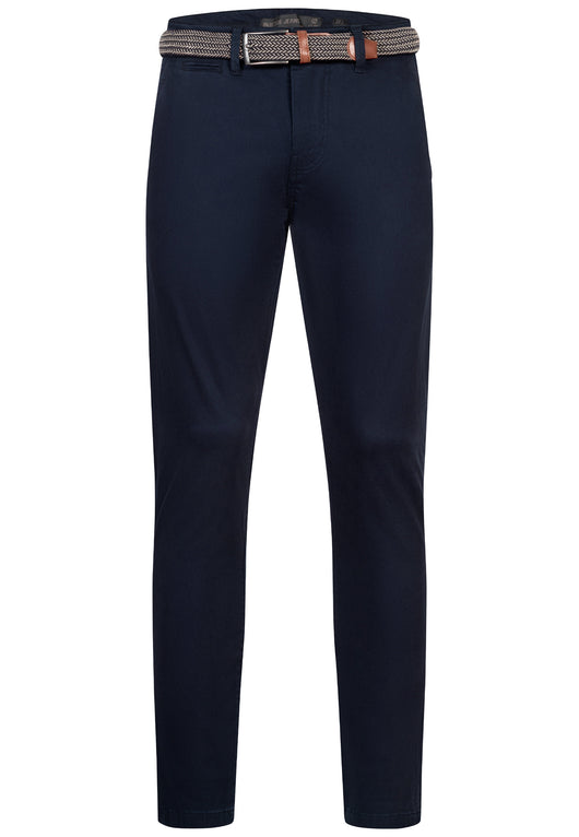 Indicode men's early chinos with 4 pockets incl. belt made of 98% cotton