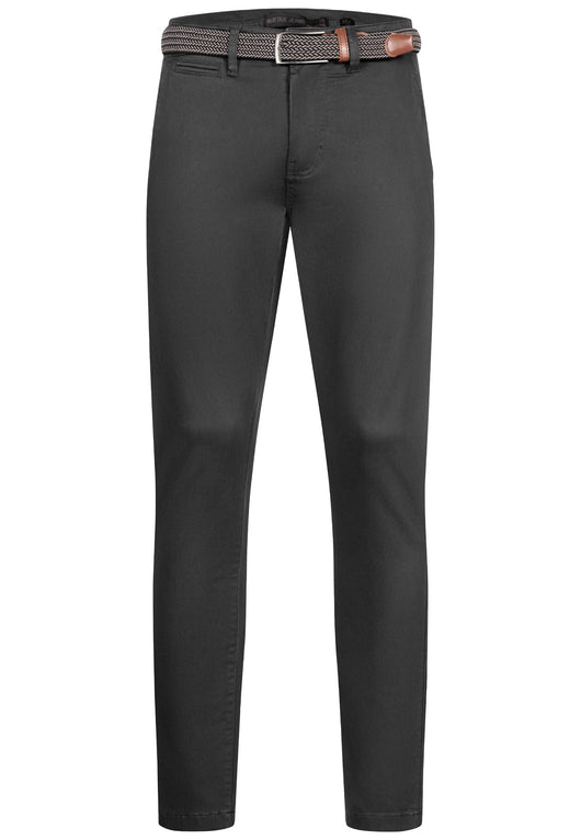 Indicode men's early chinos with 4 pockets incl. belt made of 98% cotton