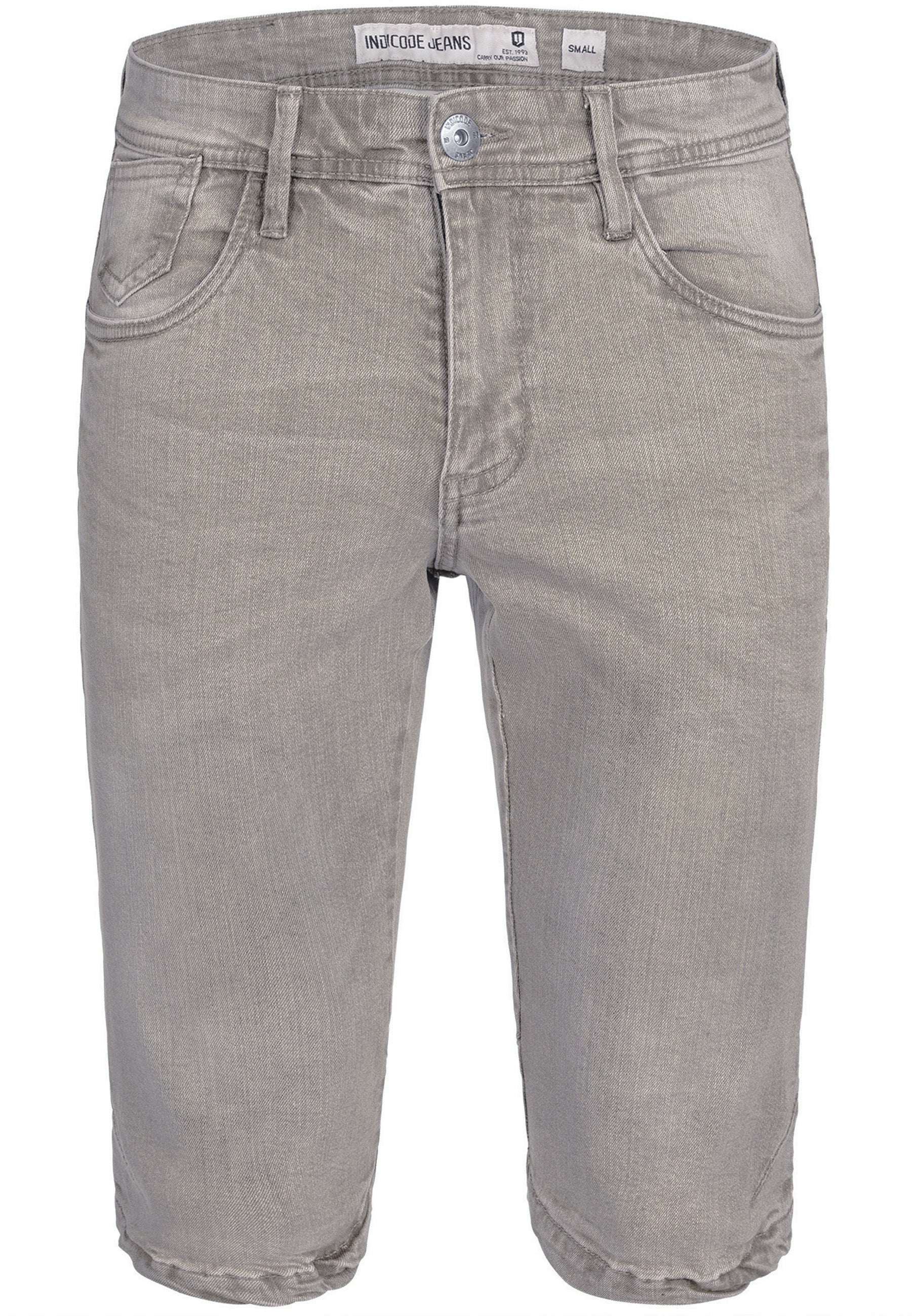 Indicode men's Jaspar jeans shorts with 5 pockets made of 98% cotton knee length