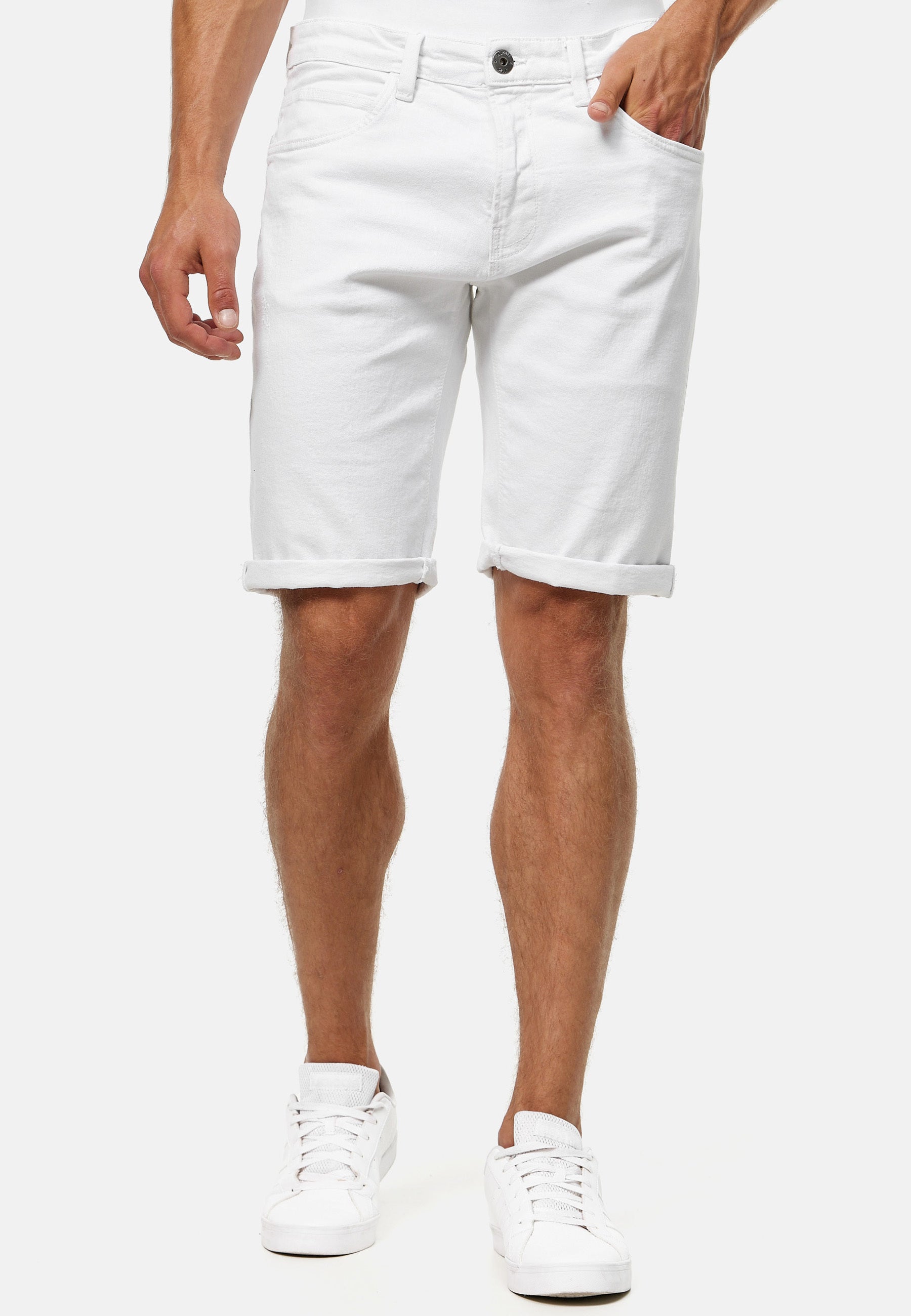 Indicode Men's Caden Jeans Shorts with 5 pockets made of 98% cotton