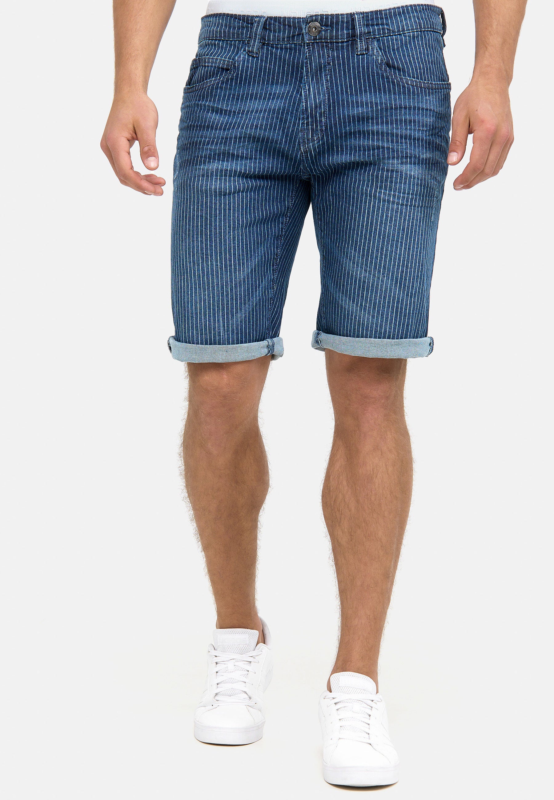 Indicode Men's Caden Jeans Shorts with 5 pockets made of 98% cotton
