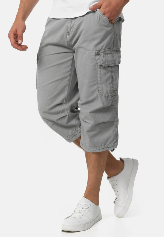 Indicode Men's Nicolas Check 3/4 Cargo Shorts checked with 6 pockets incl. belt made of 100% cotton