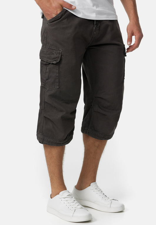 Indicode Men's Nicolas Check 3/4 Cargo Shorts checked with 6 pockets incl. belt made of 100% cotton