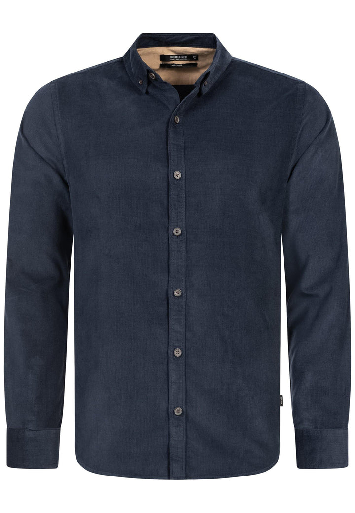Indicode men's Ryan corduroy shirt solid color made of 100% cotton
