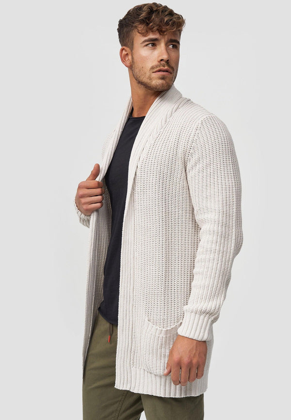 Indicode men's Anaheim cardigan with button placket and 2 patch pockets
