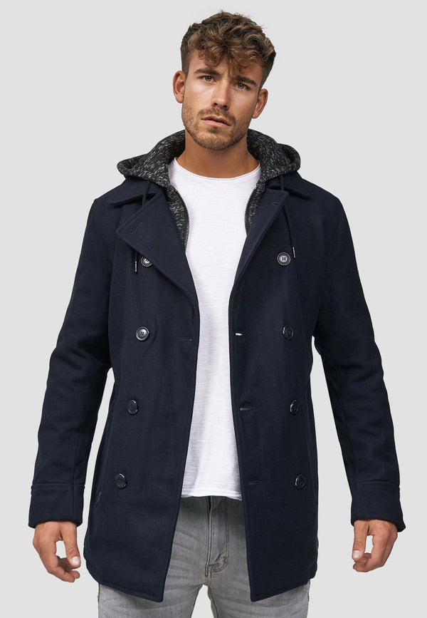 Indicode Men's Cliff short coat made from a high-quality wool blend with a stand-up collar