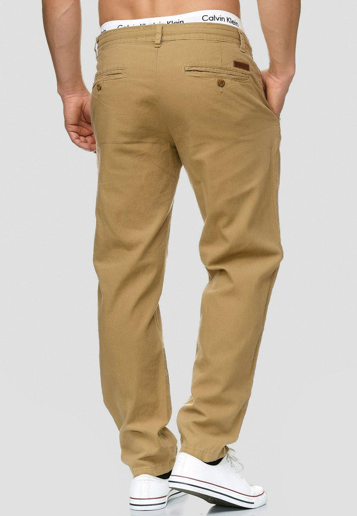 Indicode Herren Boulware Stoffhose aus Leinen & Baumwolle mit 4 Taschen - INDICODE