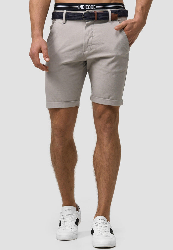 Indicode Men's Bryant Chino Shorts with 4 pockets incl. belt made of 98% cotton