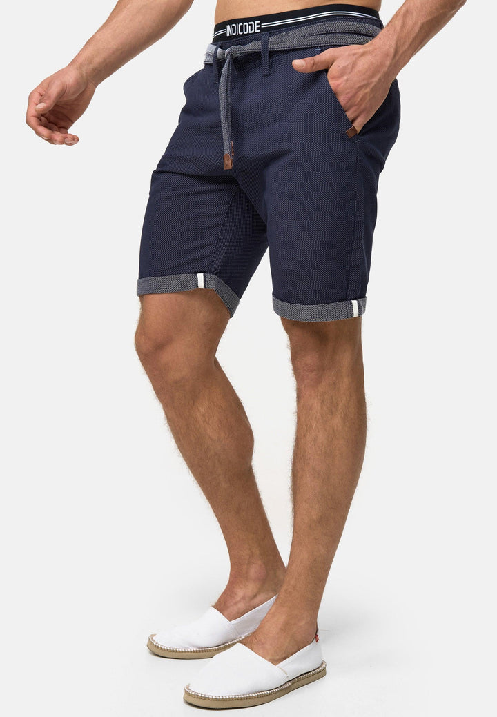 Indicode Herren Acton Chino Shorts mit Kordel-Gürtel aus 100% Baumwolle - INDICODE