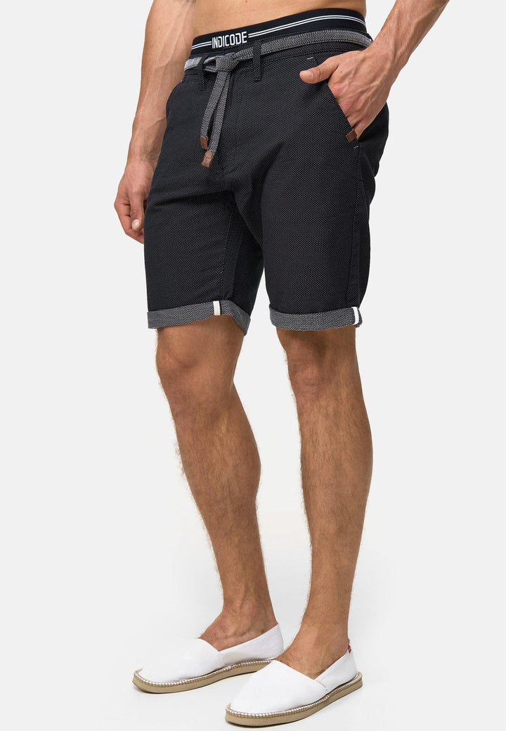 Indicode Herren Acton Chino Shorts mit Kordel-Gürtel aus 100% Baumwolle - INDICODE