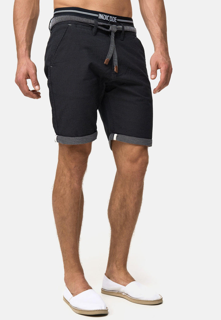 Indicode Herren Acton Chino Shorts mit Kordel-Gürtel aus 100% Baumwolle - INDICODE