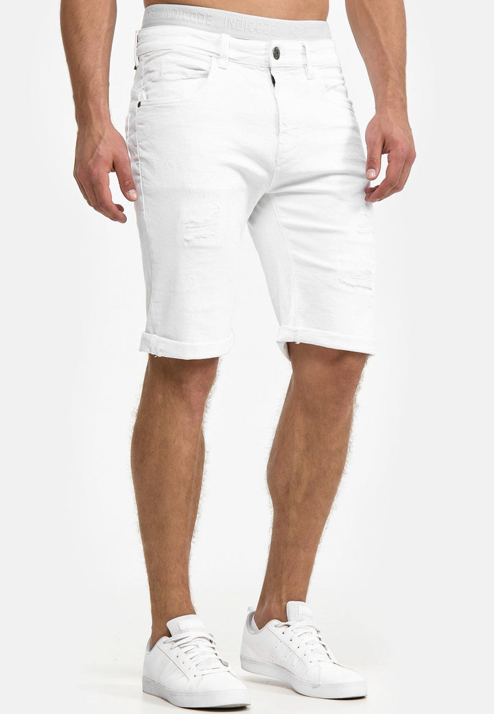 Indicode Herren Caden Jeans Shorts mit 5 Taschen aus 98% Baumwolle - INDICODE