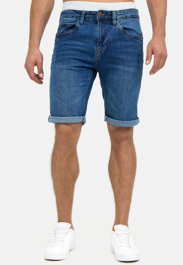Indicode Herren Caden Jeans Shorts mit 5 Taschen aus 98% Baumwolle - INDICODE