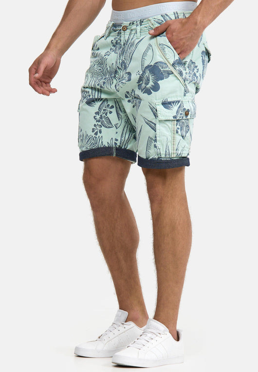 Indicode Herren Albert Cargo Shorts Hawaii mit 6 Taschen aus 100% Baumwolle - INDICODE