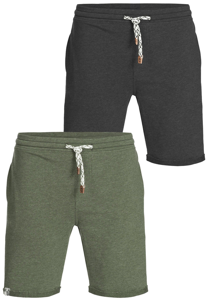 Indicode Herren Eddy 2er-Pack Sweatshorts mit Kordel - INDICODE