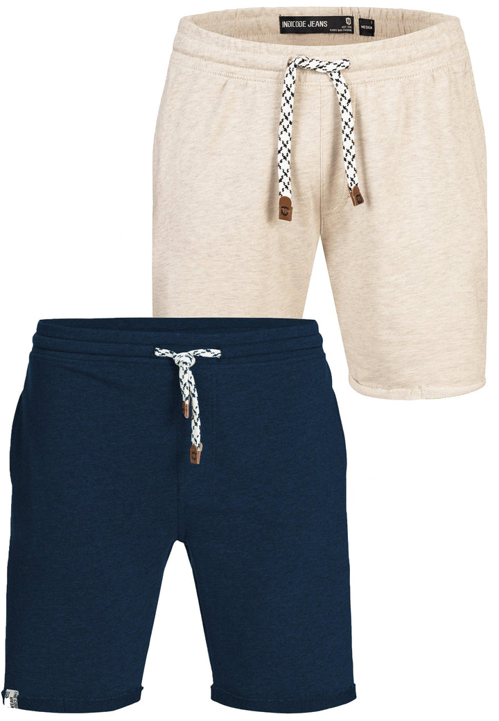 Indicode Herren Eddy 2er-Pack Sweatshorts mit Kordel - INDICODE