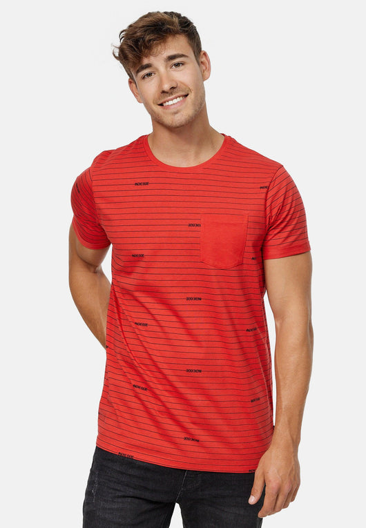 Indicode Men's Ortega T-shirt with a round neck and breast pocket made of 100% cotton